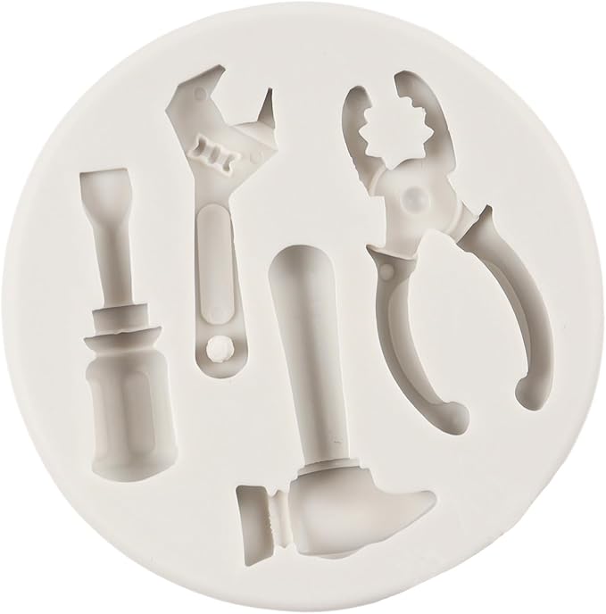 Hand Tools Silicone Mold Construction Tools Chocolate Fondant Molds Wrench Hammer Pliers Molds for Cake Decoration Cupcake Topper Candy Sugar Craft Polymer Clay Gum Paste