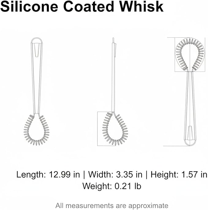 13-Inch Silicone Coated Stainless Steel Whisk for Sauces and Eggs