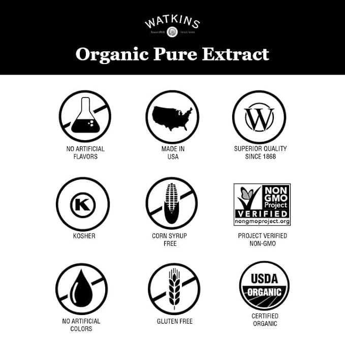 Watkins Organic Pure Almond Extract, 4 oz. Bottle, 3-Pack
