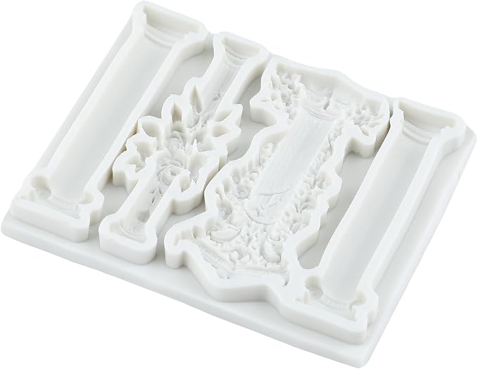 European Vintage Roman Column Silicone Mold Baroque Relief Pattern Pillar Fondant Molds for Cake Decorating Cupcake Topper Candy Polymer Clay Chocolate Gum Paste