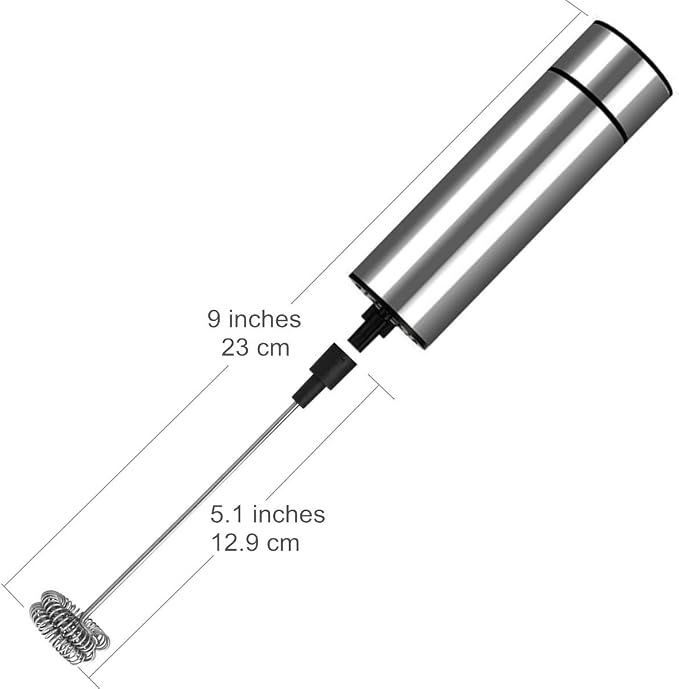 Milk Frother Handheld Battery Operated, Coffee Frother for Milk Foaming, Latte/Cappuccino Frother Mini Frappe Mixer for Drink, Hot Chocolate, Stainless Steel Silver