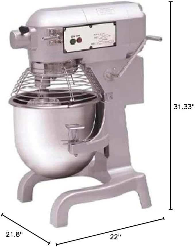Chronos 30R-002 Commercial 20 Qt. Planetary Stand Mixer with Bowl, Accessories, and #12 Attachment Hub