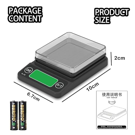 Scale Jazz Digital Pocket Scale, 500g/0.01 Portable Precision Gram Scale Grams and Ounces,Food Scale Jewelry Scale with LCD Display, 5 Units Tare for Powder, Gem, Coffee, Coin, Tea, Weed