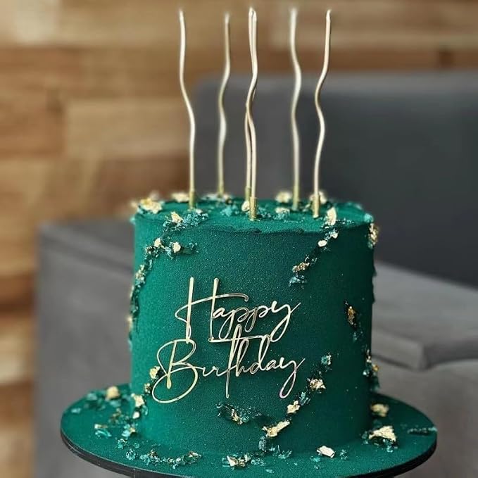 Happy Birthday Cake Topper Mirror Acrylic Cake Topper Side Cake Topper Gold Cake Insert Cake for Birthday Party (Glod-6(4 * 3.54in))