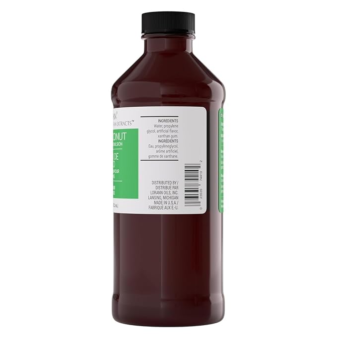 LorAnn Oils Coconut Bakery Emulsion: True Essence, Ideal for Boosting Fruit Tones in Cakes, Cookies & Desserts, Gluten-Free, Keto-Friendly, Extract Substitute Essential for Your Kitchen, 16 Oz