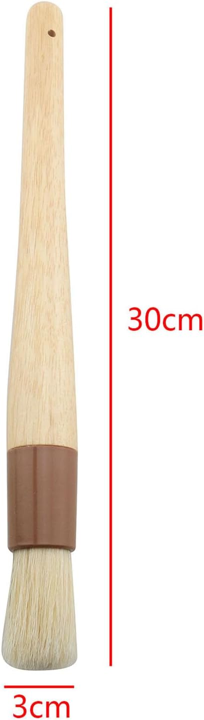 TAODAN Round Natural Boar Bristle Cake/Biscuit/Oil Brush Kitchen Baking Tool for Spreading Marinades/Sauces/Butter