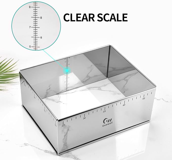 Rectangular Shaped Cake Ring Mold Stainless Steel Heavy Duty Adjustable Tiramisu Pan Big Size Extensible Pastry Mould Form for Baking - 10 x 7 x 4 inch