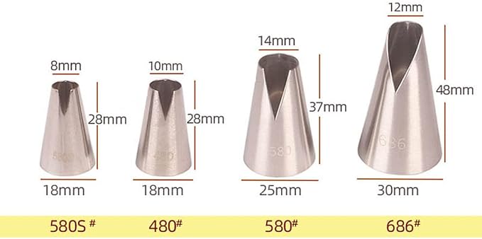 St. Honore Piping Tips,V-shaped wave Pastry Tips Cake Decorating Nozzles Tips Piping Kit for Pastry Cupcakes Cakes Cookies,4 Pcs