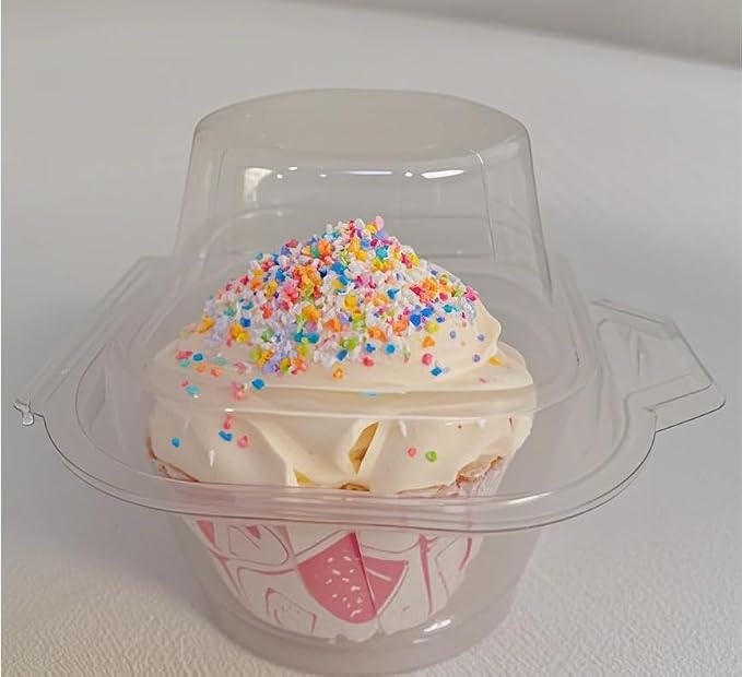 single cupcake containers Muffin Container Cupcake Carrier(100pc) | Individual Cupcake storage Containers with Lids,Plastic Cupcake Boxes,Disposable Muffin Holders.for Baking,Parties & Picnics.