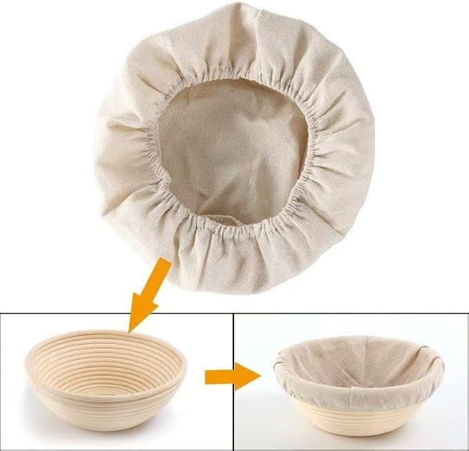 6 Pcs Bread Proofing Basket Cloth Liner, 10 Inch Round Banneton Basket Liner, Natural Rattan Banneton Proofing Cloth for Home Baking