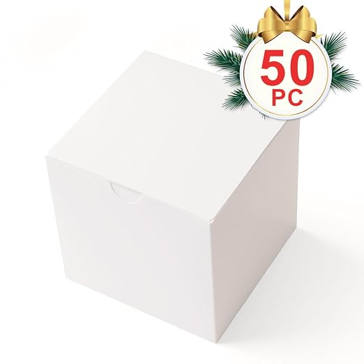 MESHA White Gift Box 50PC 3x3x3'' Sturdy Gift Boxes with Lids, Bridesmaid Proposal Gifts Box for Bridal, Cookies, Groomsmen Proposal Box, Party Favor, Wedding Favor
