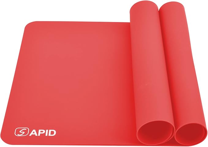 Sapid 2Pcs Thick Silicone Mat for Crafts, Nonstick Silicon Sheet for Epoxy Resin, Jewelry Mold Casting, Art Painting Mats, Food Grade Pastry Mat, Heat- Resistance Placemats (15.7"×11.8", Red)