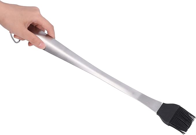 Basting Brush with Heat Tolerant Handle | Food Grade Silicone Head for Oil/Butter/Sauce | Stainless Steel Long Handle Pastry & BBQ Brush | Multipurpose Kitchen Tool