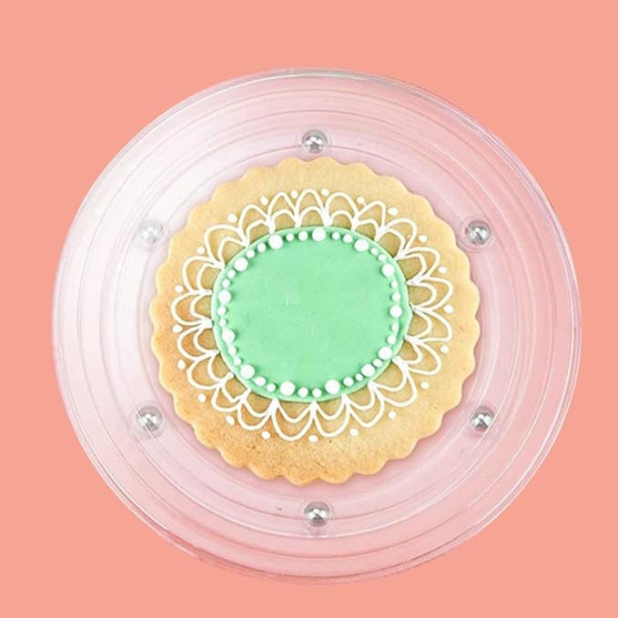 Cookie Decorating Kit Supplies 8 Inch Including 1 Acrylic Turntable, 6 Decoration Brushes 6 Scribe Needle, Cookie Turntable Decorating