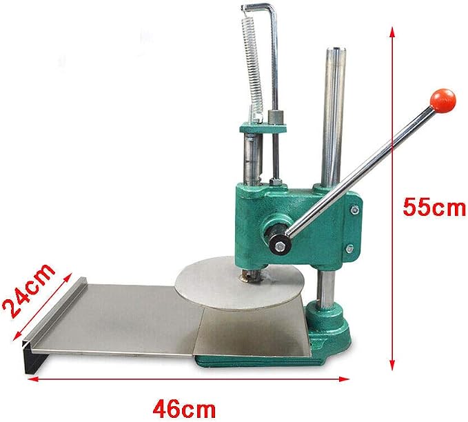 9.5inch Pizza Dough Press Machine, Commercial Manual Pastry Press Machine Stainless-Steel Household Pizza Press w/Cast Iron Base Pizza Express Dough Sheeter for Commercial Or Family