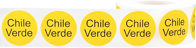 Yellow with Black Chile Verde Circle Dot Adhesive Stickers, 1 Inch Round Labels, 500 Total Stickers