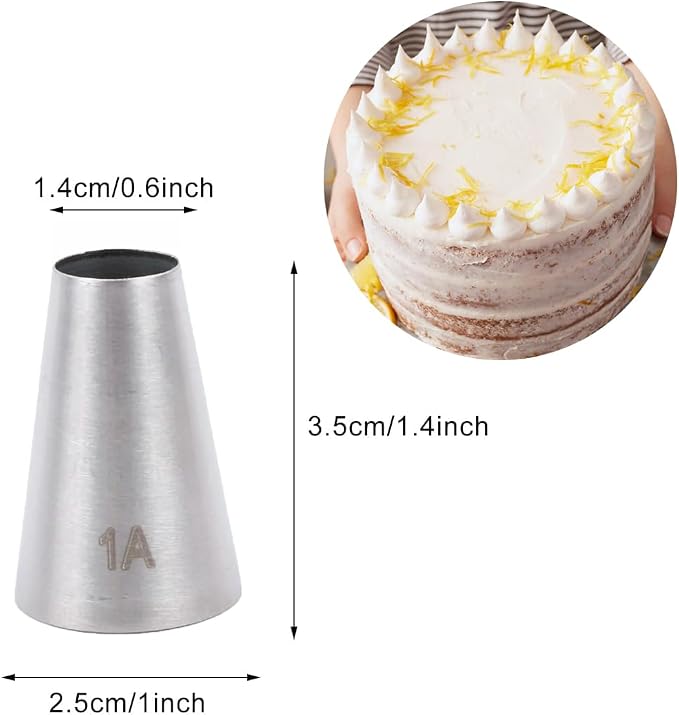 1A Piping Tip Set – Large Round Tips for Cake Decorating, Macarons, and More, 1/2 inch Opening,3 Pcs