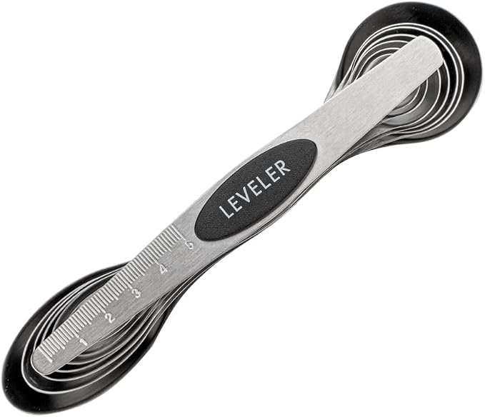 Restaurantware Met Lux 8-piece Measuring Spoon Set 1 Premium Magnetic Measuring Spoon Set - Dual-Sided With Leveler Black Stainless steel Spoon Set With U.S. And Metric Units Dishwashable