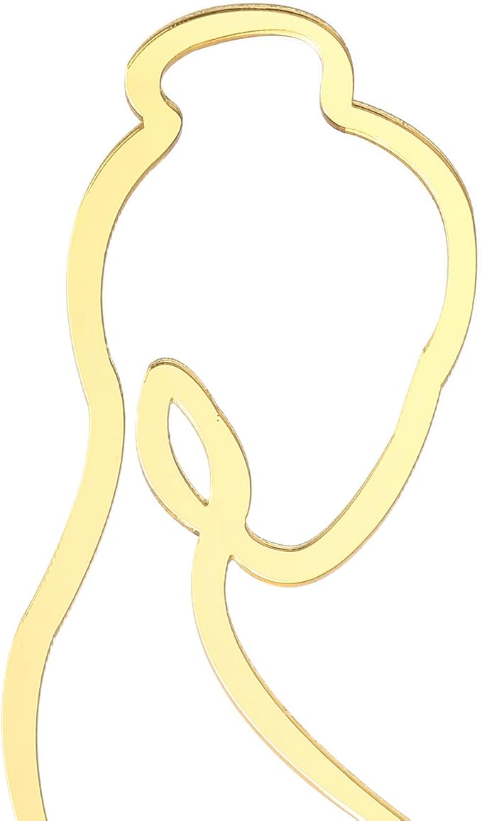 Pregnancy Line Art, Acrylic Cake Topper - Pregnant Woman Happy Birthday Cake Topper, Gold Mirror Finish, Mother To Be Party Decorations