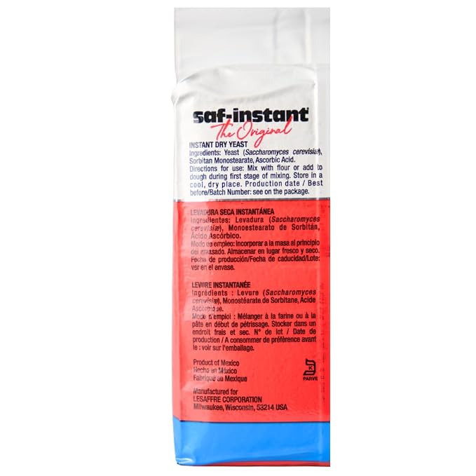 SAF Instant Yeast Red for Baking Cake, Bread and Dough, 1 Pound (1 Pack)