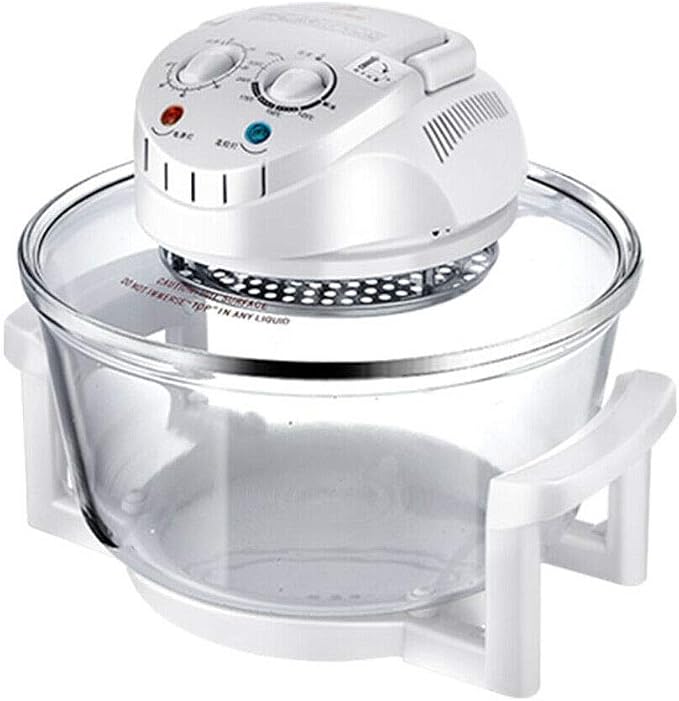 12L Convection Roaster Air Fryer Oven Turbo Electric Cooker Recipe 360° Heating,Infrared Convection, Halogen Oven Countertop, Cooking, Stainless Steel, Prepare Quick Healthy Meals White