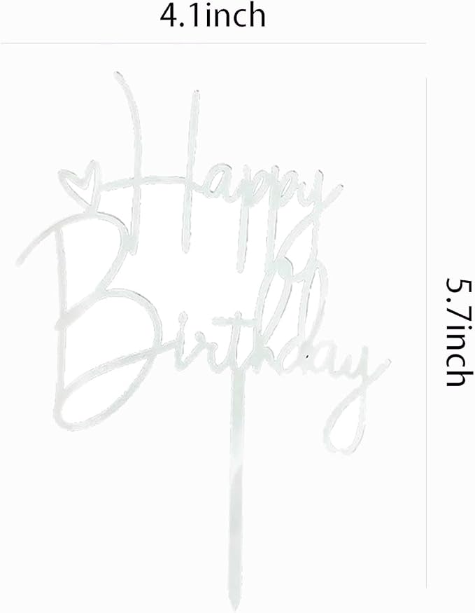 Happy Birthday Cake Topper Birthday Cake Decoration Party Cake Supplies (Silver cake topper)