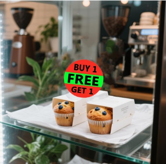 Buy One Get One Sale Retail Pricing Labels/Stickers, 1.5 inch Grocery Store Food Labels for Grocery Stores,Supermarkets,Delis,Bakeries,Convenience Stores (500Pcs)