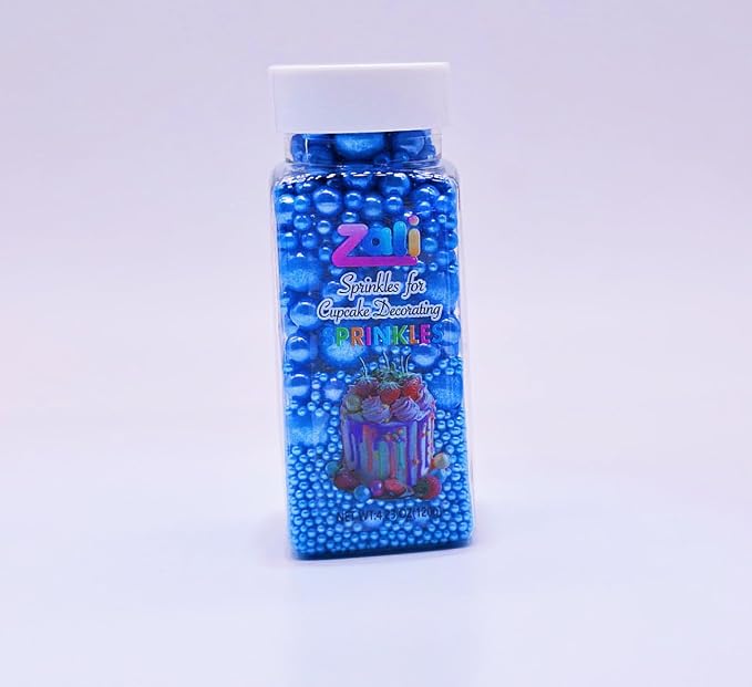 Zali Edible Pearl Sprinkles, Royal Blue, 26 Colors Mixed Size | Cake Decorating, Sugar Pearls for Cakes, Cupcakes, Cookies, Donuts & Ice Cream, Gluten Free, Food Grade