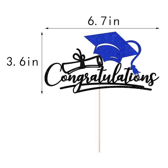 Congratulations 2026 Graduation Cake Topper,Congrats Grad Cake Decor - 2026 High School/College/Senior Graduation Party Decorations Supplies (Black and blue)