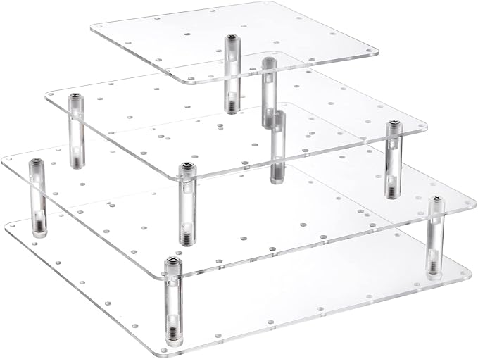 Frcctre 3 Tier Acrylic Cake Pop Display Stand, 56 Holes Clear Acrylic Lollipop Holder Square Cupcake Dessert Candy Holder for Wedding Baby Shower Birthday Parties Anniversaries