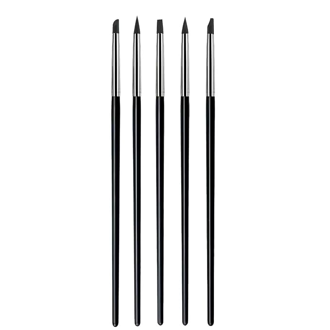 5Pcs Silicone Sculpting Tools, Black Clay Sculpting Tools, Multi-Shape Silicone Brushes, Pottery Modeling Tools for Polymer Clay, Ceramics, Nail Art, Fondant & Craft DIY