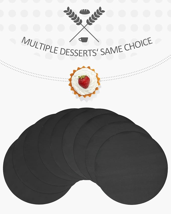qiqee 12 Inch Black Cake Boards Round 40-Packs Circles Rounds Base Food-Grade Cardboard Cake Plate(Thinner But Stronger)