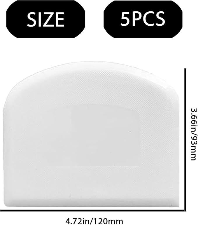5PCS Plastic Dough Scraper, Flexible Bread Scraper Bench Scraper Set – Food-Grade Pastry Scraper for Cutting Dough, Cake, Fondant, Pizza, Bowl Scraper for Baking