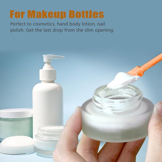Silicone Spatula Set (6Pcs) - Mini Scraper Tool for Beauty & Food (Reach Every Last Drop - Multi-Size Spatulas for Makeup Jars, Lotion Bottles & Kitchen Containers) (Orange)