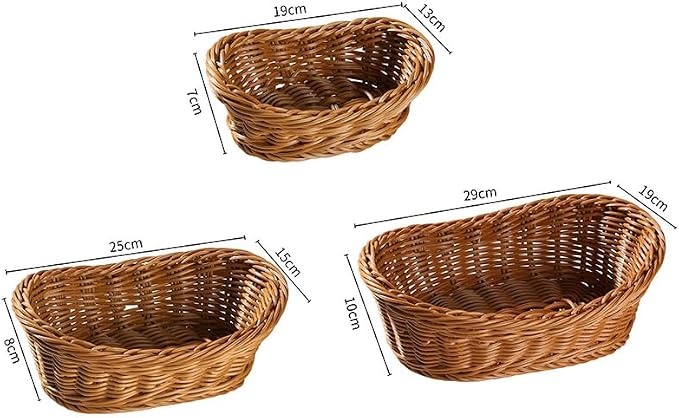 Ochine Vintage Multipurpose Handwoven Rattan Storage Basket, Wicker Basket Picnic Basket, Handmade Woven Nesting Bread Baskets for Organizing, Serving, Kitchen, Bedroom, Bathroom