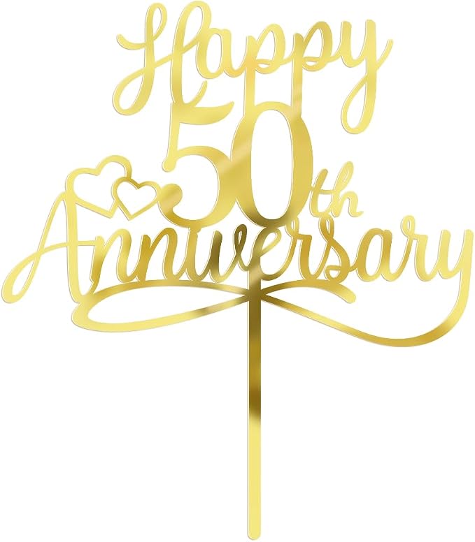 Sleyberoy Acrylic Happy 50th Anniversary Cake Toppers -Wedding Anniversary Party Decorations, 50th Wedding Anniversary, Company Anniversary Party, Birthday Party Decorations (Acrylic 50)