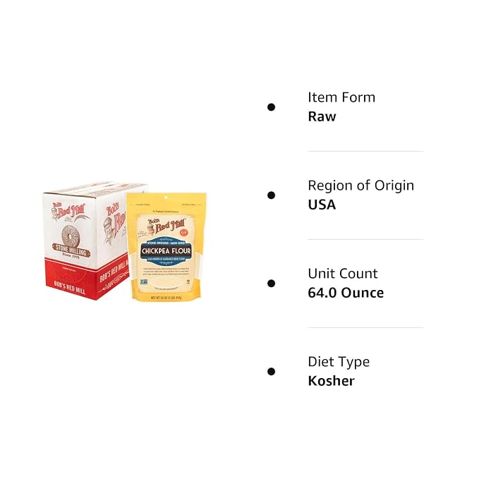 Bob's Red Mill Chickpea Flour, 16oz (Pack of 4) - Non GMO, Gluten Free, Vegan, Keto, Kosher