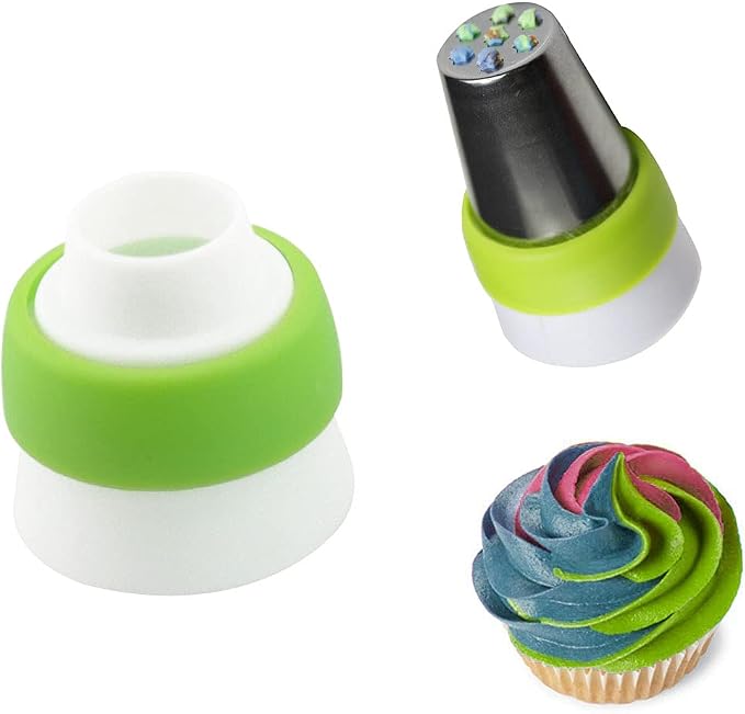 4pcs Russian 3 Color Nozzle Converter Coupler Icing Nozzles Blue+Green Single Hole/Three Holes Icing Cake Decor Tools