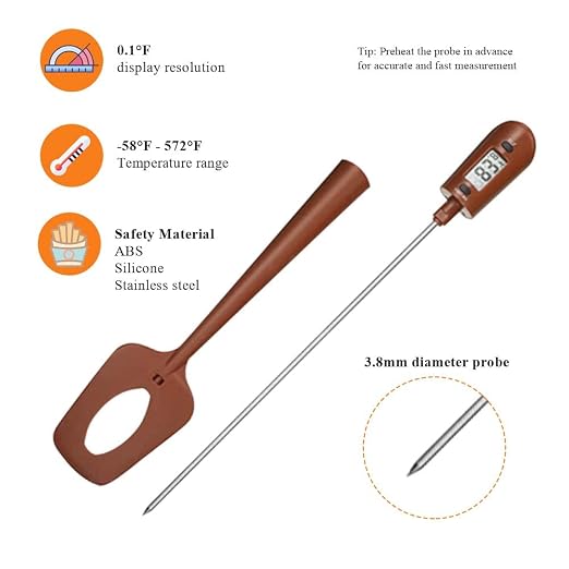 HUOZHI Digital LCD Candy Spatula Thermometer, Instant Read Meat & Candy Thermometer Temperature Reader & Stirrer in One BPA Free Food Grade Silicone