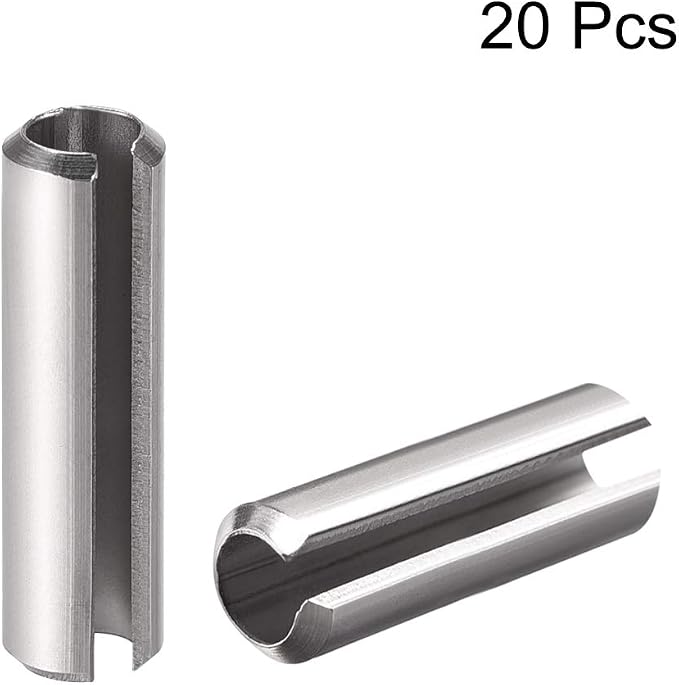 uxcell Slotted Spring Pin - M6 x 40mm 304 Stainless Steel Split Spring Roll Dowel Pins Plain Finish 20Pcs