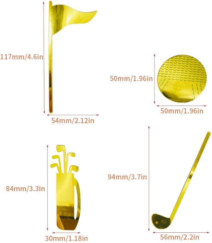 Golf Cake Decorations - Golf Theme Cake Toppers Kit for Golfers with Golden Acrylic Golf Flag Golf Ball for Golf Theme Party Supplies