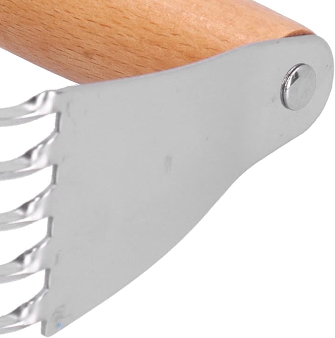 Professional Stainless Steel Dough Blender with Heavy Duty Blades, for Pastry, Baking, and More, Comfortable Handle (Wood)