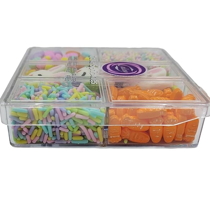 Easter Sprinkles for Cupcakes, Edible Carrot Easter Egg Sprinkles with Sugar Pearls Jimmies Nonpareils and 3 Pieces Bunnys for Cake Decorating Baking Cookies Cupcake Topper