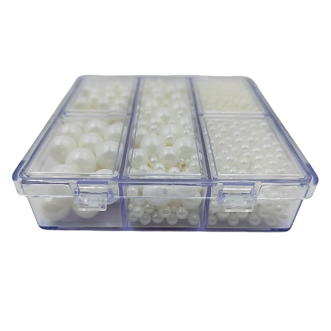 White Pearl Sprinkles for Cake Decorating, 4 Sizes Mix Size, Edible Pearls for Cupcake Topper, Ice Cream, Donuts, Baking Decoratings (2mm, 4mm, 7mm, 10mm)