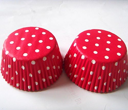 Red Polka Dot Paper Muffin Cupcake Liners case Baking Cups Cake Wrappers Holders 100 pcs,Standard Size 2x1.25inch
