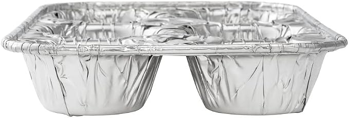Restaurantware Pastry Tek 9.5 x 6.5 x 1.5 Inch Muffin Tins 25 Disposable Cupcake Pans - 6 Cavities Standard Size Silver Aluminum Baking Pans Durable For Baking Cupcakes Muffins or Mini Pies
