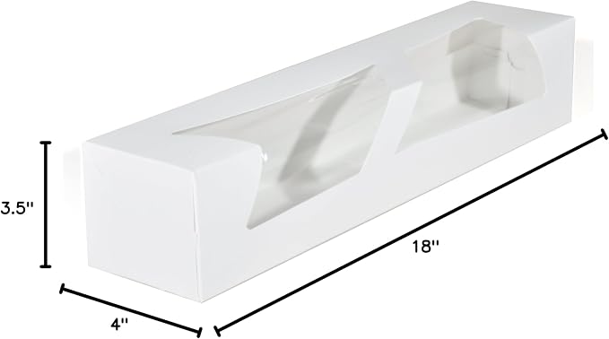 SCT 24323 Paperboard White Window Bakery Box, 18" Length x 4" Width x 3-1/2" Height (Case of 200)