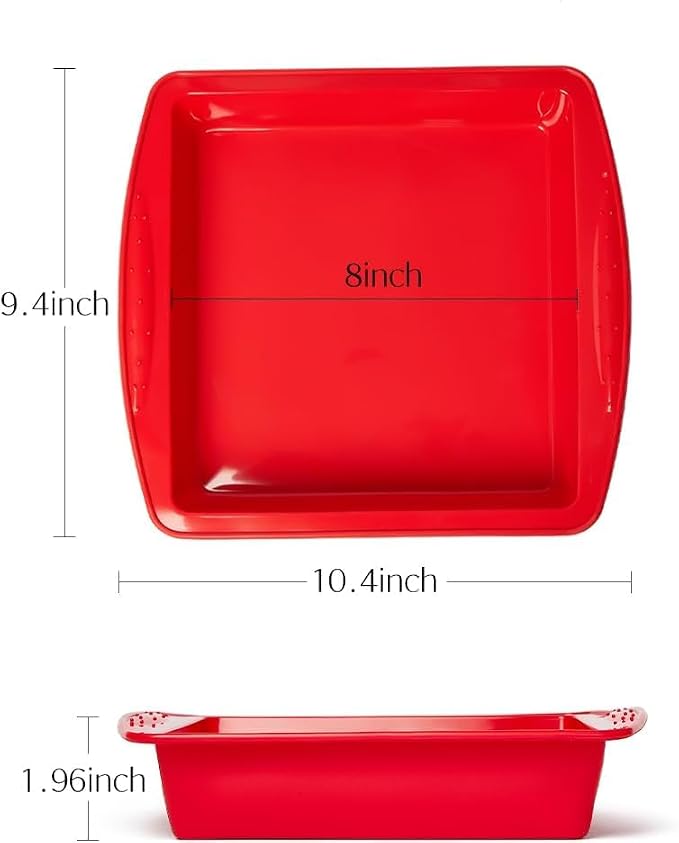 saphe 8 inch Silicone Square Cake Pan Nonstick Silicone Cake Molds, Brownie baking molds for Brownie, Cake, Bread, Pie and Lasagna (1 packs) (1)