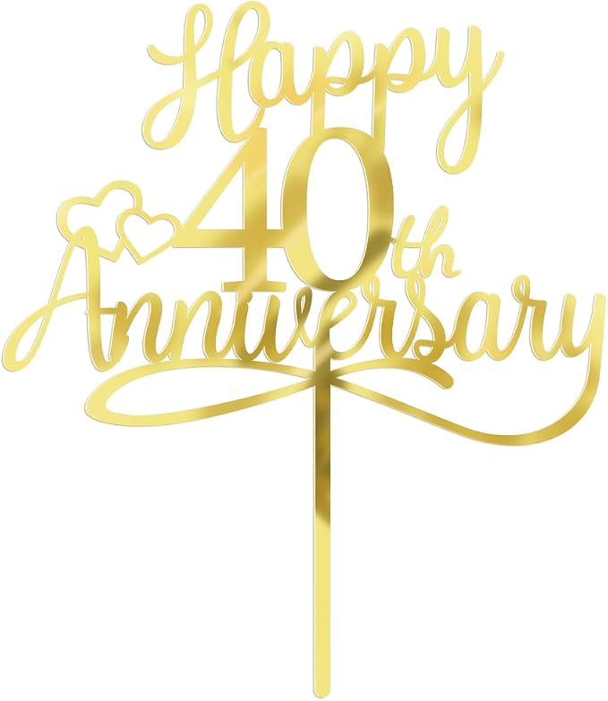 Sleyberoy Acrylic Happy 40th Anniversary Cake Toppers -Wedding Anniversary Party Decorations, 40th Wedding Anniversary, Company Anniversary Party, Birthday Party Decorations (Acrylic 40)