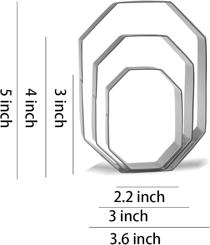 Keewah Octagon Cookie Cutter Set - 5”,4”,3” - 3 Piece - Stainless Steel